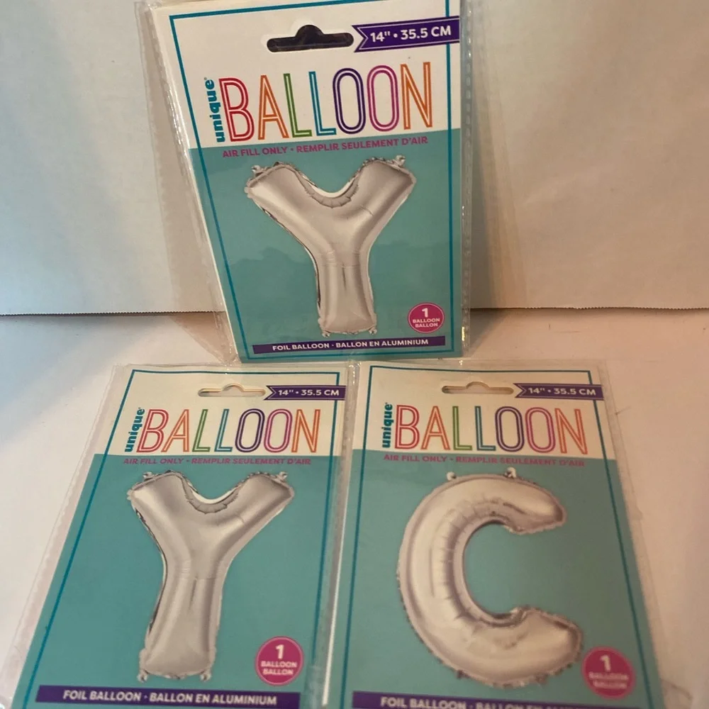 Silver Foil Letter Balloons - Y and C